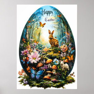 Happy Oaster Egg Forest Nature Poster