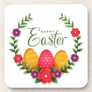 Happy Oaster Eggs Blume-23798 Getränkeuntersetzer