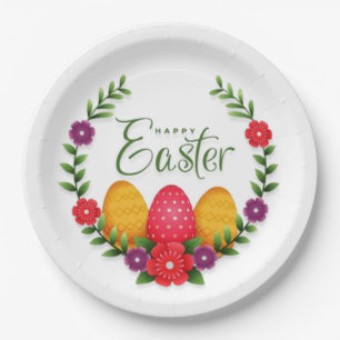 Happy Oaster Eggs Blume-23798 Pappteller