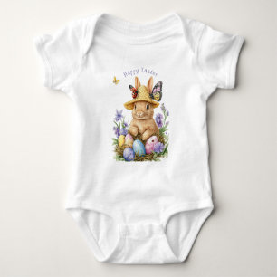Happy Oaster Eggs Bunny Butterflies Baby Strampler