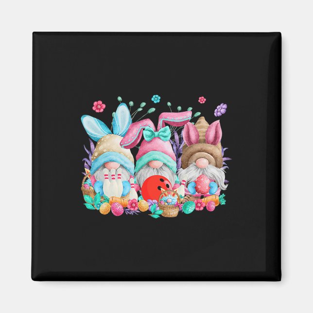 Happy Oaster Eggs Bunny Gnomes Bowling Lover Easte Magnet (Vorne)