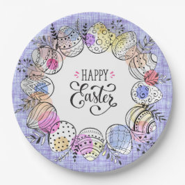 Happy Oaster Eggs Paper Plate Pappteller
