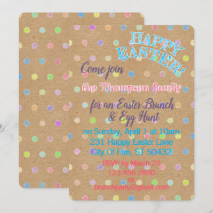 Happy Oaster Eggs Punkte auf Imitate Kraft Paper Einladung