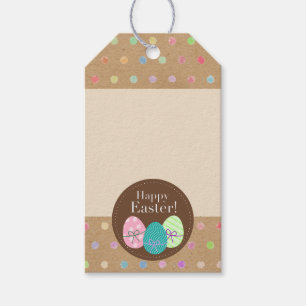 Happy Oaster Eggs Punkte auf Imitate Kraft Paper Geschenkanhänger