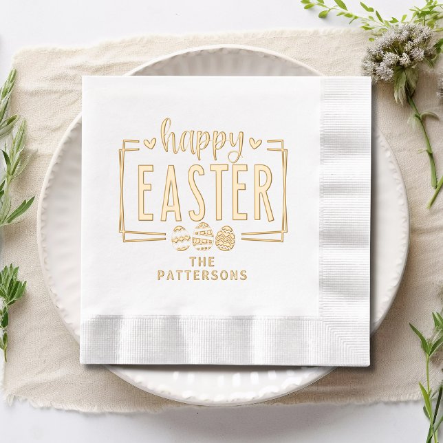 Happy Oaster Eggs Script Personalisiert Name Servietten Mit Folie (Von Creator hochgeladen)