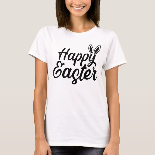 Happy Oaster, Elegant & Simple Bunny Ears T-Shirt (Vorderseite)