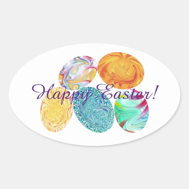 Happy Oaster, elegante Ostereier-Aufkleber Ovaler Aufkleber (Vorderseite)