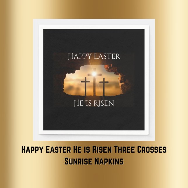 Happy Oaster Er ist drei Kreuzfahrten Urlaub Risen Serviette (Happy Easter He is Risen Three Crosses Holiday Napkins)
