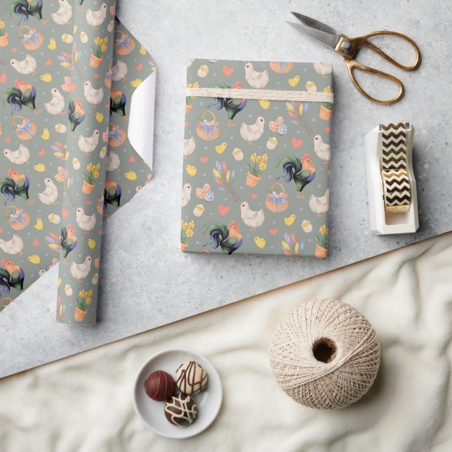 Happy Oaster Family (Spanisch Grau) Geschenkpapier (Kunsthandwerk)