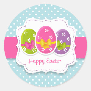 Happy Oaster farbenfrohe Eier Gruß Runder Aufkleber