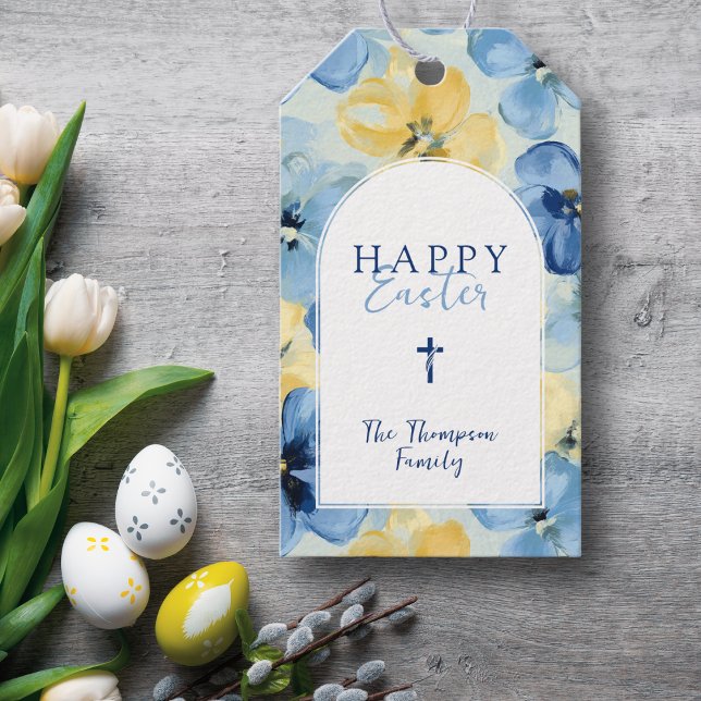 Happy Oaster Floral Religious Cross Individuelle N Geschenkanhänger (Von Creator hochgeladen)