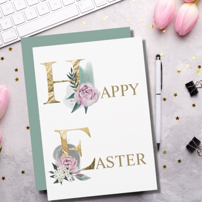 Happy Oaster Floral Watercolor Card (Von Creator hochgeladen)