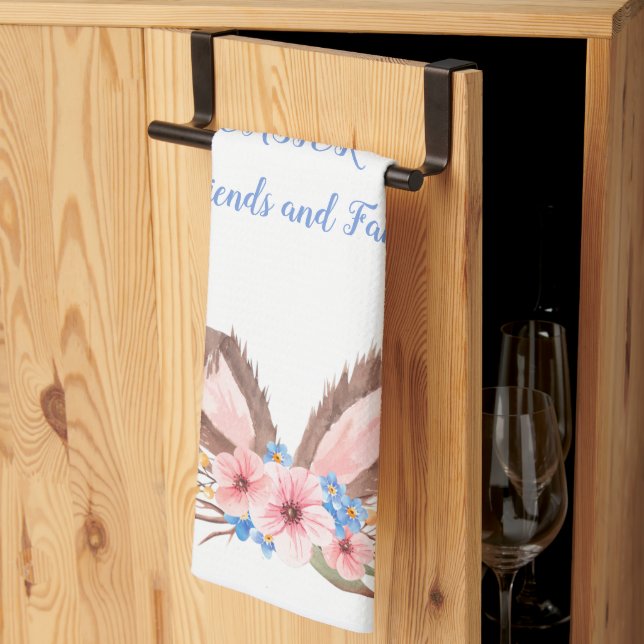 Happy Oaster Friends und Family Bunny Ears Kitche Geschirrtuch (Drittel gefaltet)