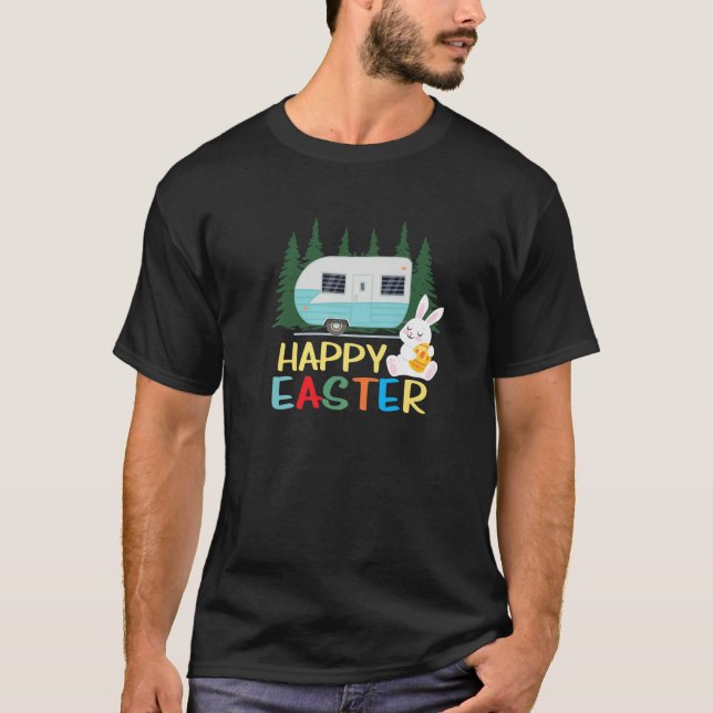 Happy Oaster Funny Camping Enthusiast Bunny Camper T-Shirt (Vorderseite)
