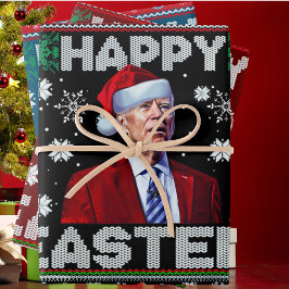 Happy Oaster Funny Joe Biden Weihnachten Geschenkpapier Set