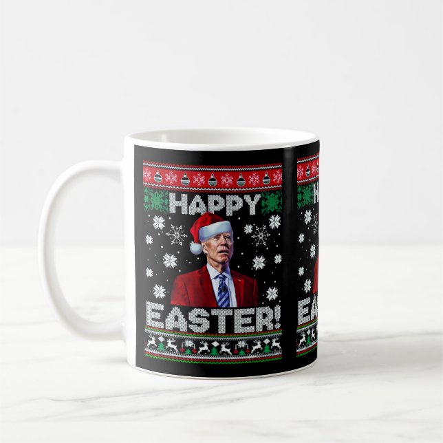 Happy Oaster Funny Joe Biden Weihnachten Kaffeetasse (Links)
