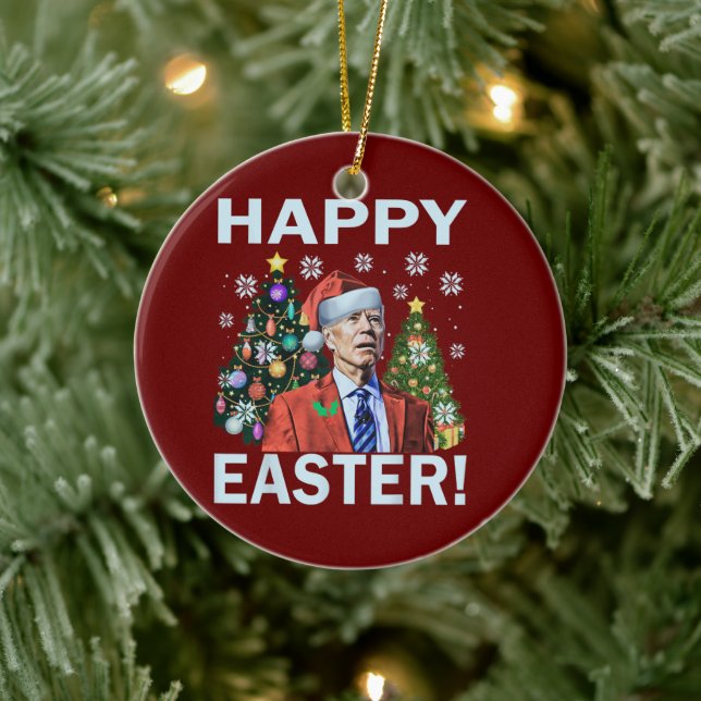 Happy Oaster Funny Joe Biden Weihnachten Keramik Ornament (Baum)