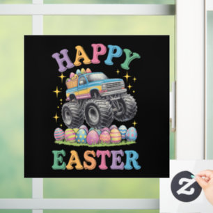 Happy Oaster Funny Monster Truck Crush Eggs Fensteraufkleber