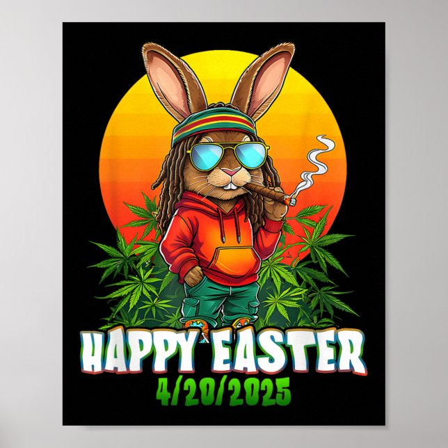 Happy Oaster Funny Smoking Osterfeier Bunny Funny  Poster (Vorne)