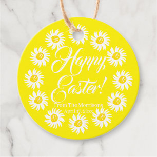 Happy Oaster Gelb daisy benutzerdefinierte Skript  Geschenkanhänger