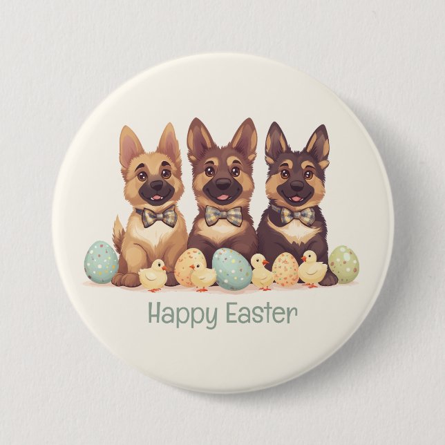 Happy Oaster German Shepherd Hogs Button (Vorderseite)