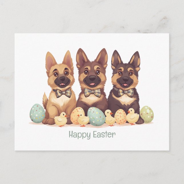 Happy Oaster German Shepherd Hogs Feiertagspostkarte (Vorderseite)