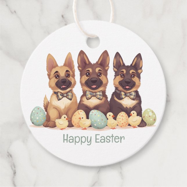 Happy Oaster German Shepherd Hogs Geschenkanhänger (Vorderseite)