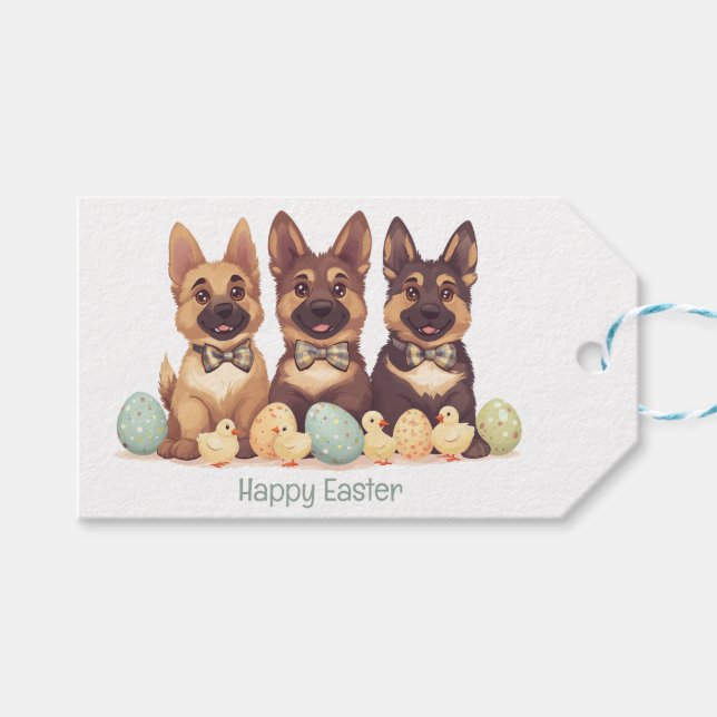 Happy Oaster German Shepherd Hogs Geschenkanhänger (Vorderseite (Horizontal))
