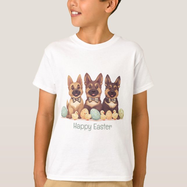 Happy Oaster German Shepherd Hogs T-Shirt (Vorderseite)