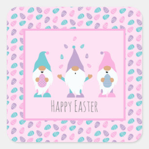 Happy Oaster Gnome Juggling Ostereier Quadratischer Aufkleber