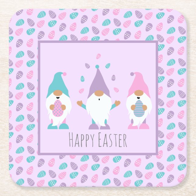 Happy Oaster Gnome Juggling Ostereier Rechteckiger Pappuntersetzer (Vorderseite)