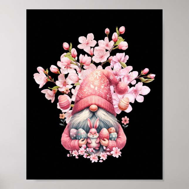 Happy Oaster Gnomes Hello Spring Blossom Floral Poster (Vorne)