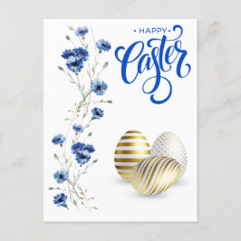 Happy Oaster Gold Eggs Cornblumen Postkarte