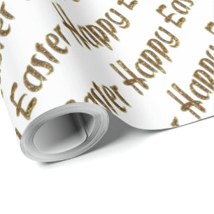 Happy Oaster Gold Glitzer Texttypografie Elegant Geschenkpapier