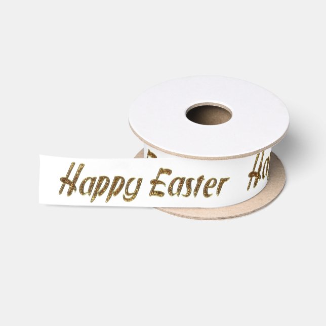 Happy Oaster Gold Glitzer Texttypografie Elegant Satinband (Spule)
