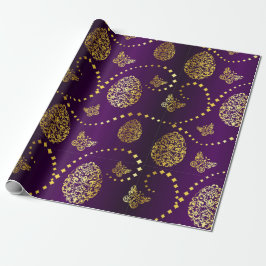Happy Oaster Golden Eggs and Butterfells Lila Geschenkpapier