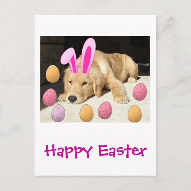 Happy Oaster Golden Retriever Feiertagspostkarte (Vorderseite)