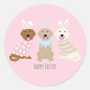 Happy Oaster Golden Retriever Hunde Runder Aufkleber