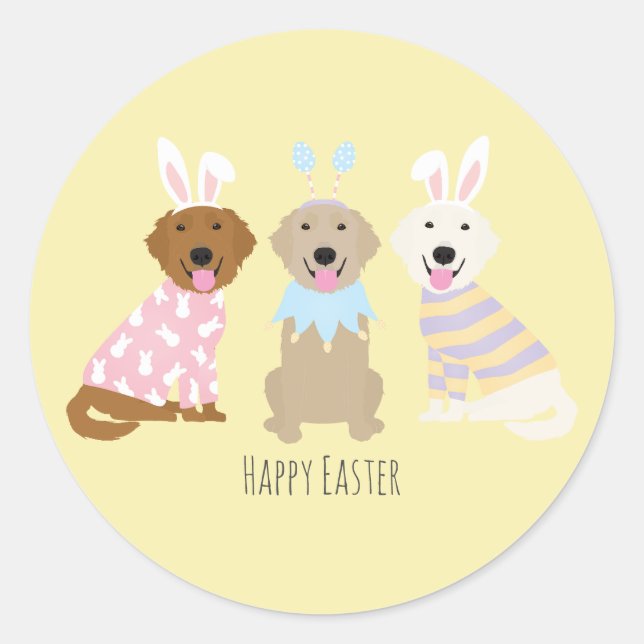 Happy Oaster Golden Retriever Hunde Runder Aufkleber (Vorderseite)