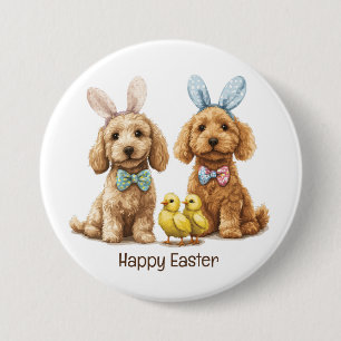 Happy Oaster Goldendoodle Hunde Button