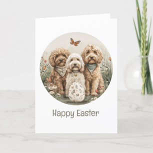 Happy Oaster Goldendoodle Hunde Feiertagskarte