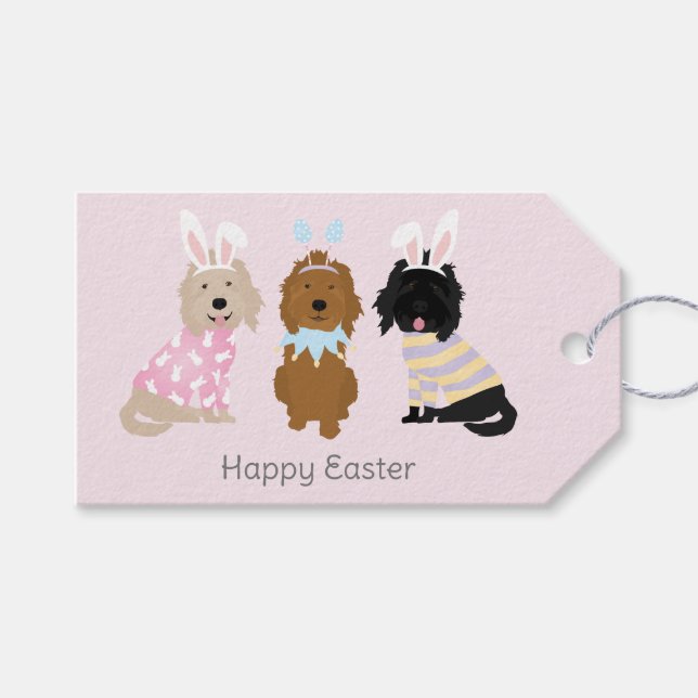 Happy Oaster Goldendoodle Hunde Geschenkanhänger (Vorderseite (Horizontal))