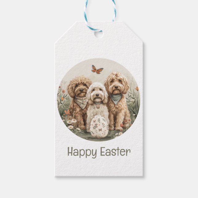 Happy Oaster Goldendoodle Hunde Geschenkanhänger (Vorderseite)