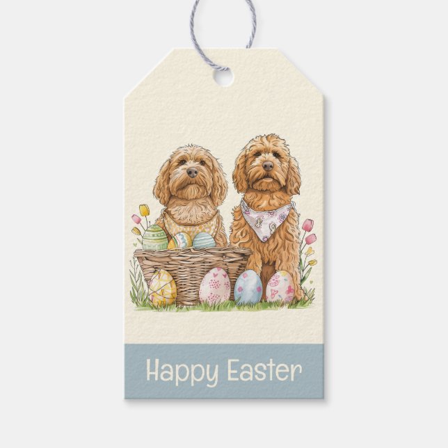 Happy Oaster Goldendoodle Hunde Geschenkanhänger (Vorderseite)