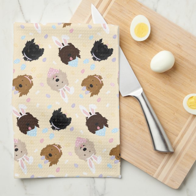Happy Oaster Goldendoodle Hunde Geschirrtuch (Viertel Falte)