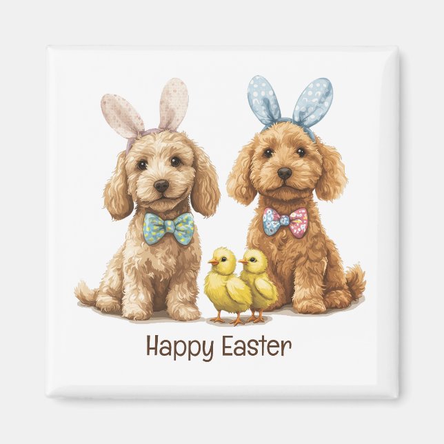 Happy Oaster Goldendoodle Hunde Magnet (Vorne)
