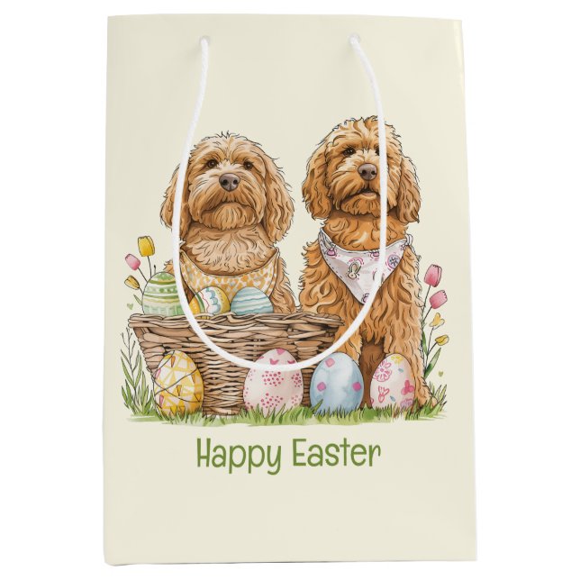 Happy Oaster Goldendoodle Hunde Mittlere Geschenktüte (Vorderseite)