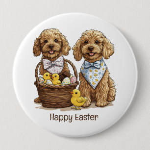 Happy Oaster Goldendoodle Hunde Osterhase Button