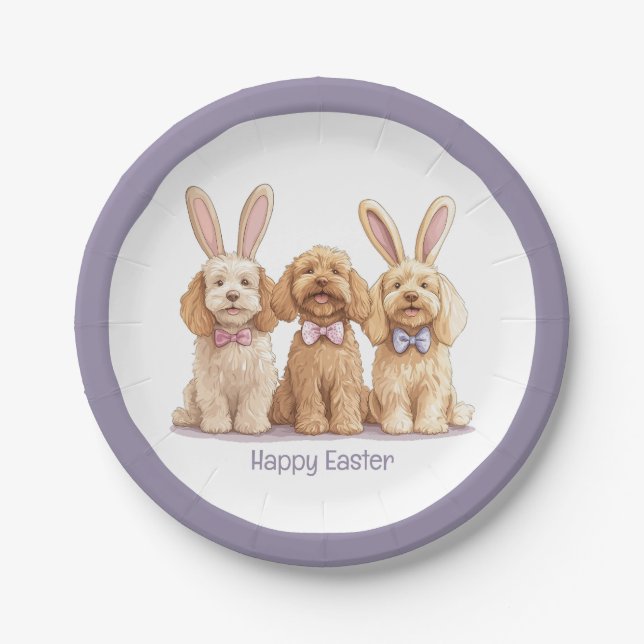 Happy Oaster Goldendoodle Hunde Pappteller (Vorderseite)