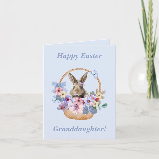 Happy Oaster Grandtochter Bunny in Blume Basket Karte (Vorderseite)